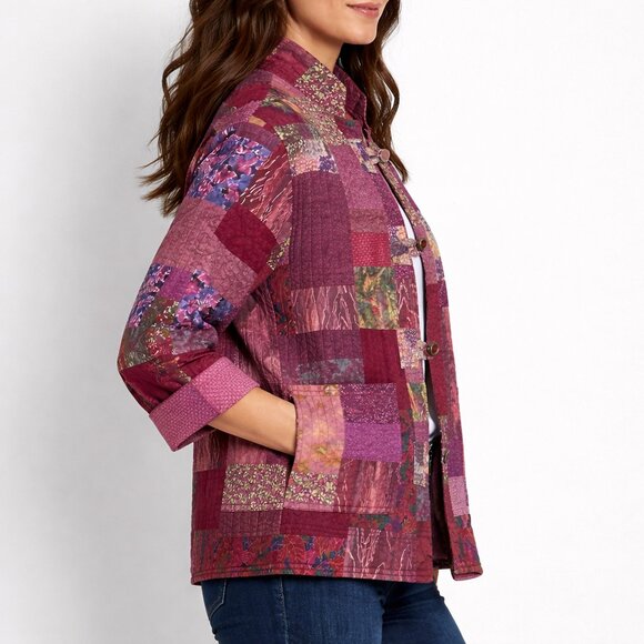 Handmade Quilted Patchwork Jacket Boho Cottagecore Oversized 26x32 - Picture 3 of 12